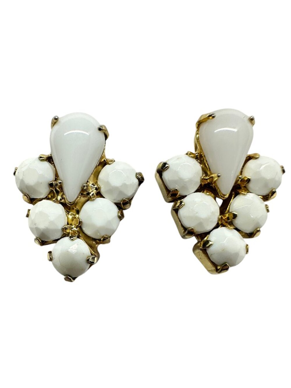 White Rhinestone Screwback Earrings